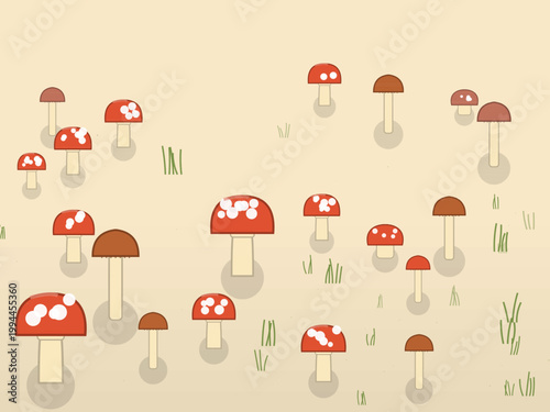 Magical Forest Mushroom Fairy Pattern Design Backdrop