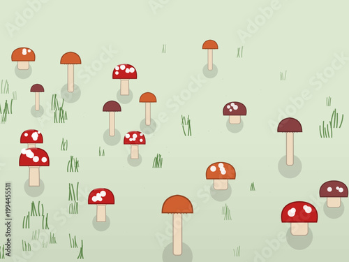 Fly Agaric Mushroom Cottagecore Pattern Background