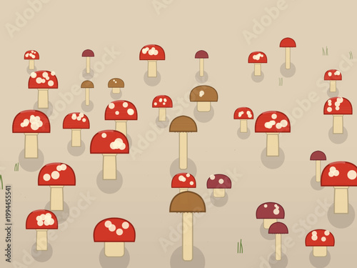 Magical Forest Mushroom Fairy Pattern Design Backdrop
