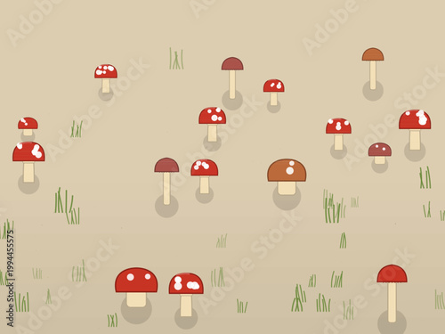 Fly Agaric Mushroom Cottagecore Pattern Background