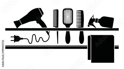 Barbershop utensils split banner. Hair salon split banner template. Hairstylist name sign vector. Great template for hairdresser name banner.