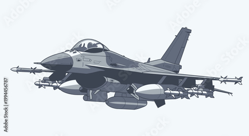 Military jet fighter illustration on white background vector design