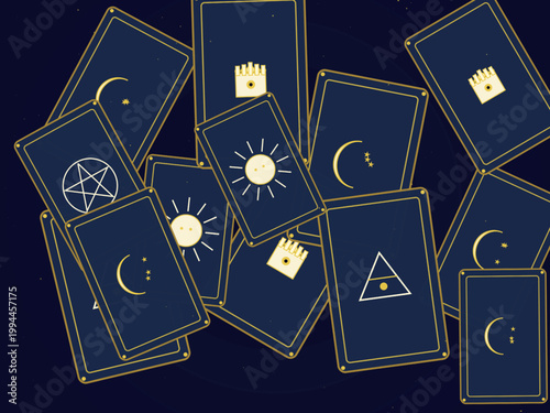 Celestial Tarot Cards Sun Moon Star Pattern Background