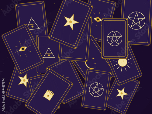 Vintage Tarot Cards Mystical Occult Pattern Design Backdrop