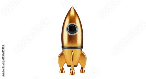 Vector illustration of golden rocket ship on a transparent background