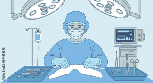 Medical professional in surgical attire preparing for an operation indoors