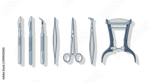 Medical instruments set illustration surgical tools and equipment vector design