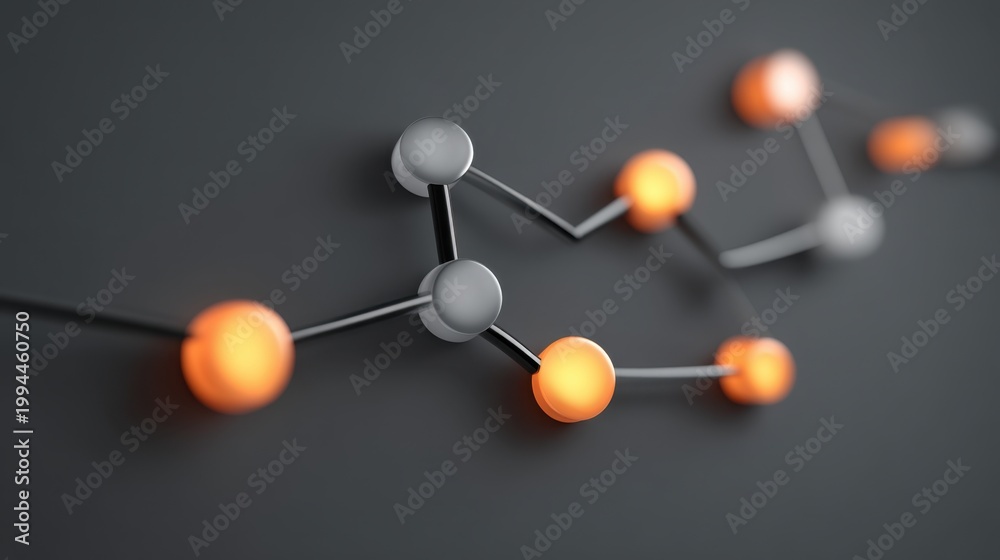 Obraz premium Abstract molecular structure in vibrant colors showcasing atoms and bonds, symbolizing scientific exploration and innovation for research and technology themes.