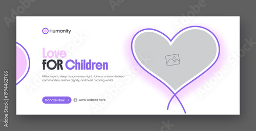 Charity fundraising & donation web banner and facebook cover design template 
