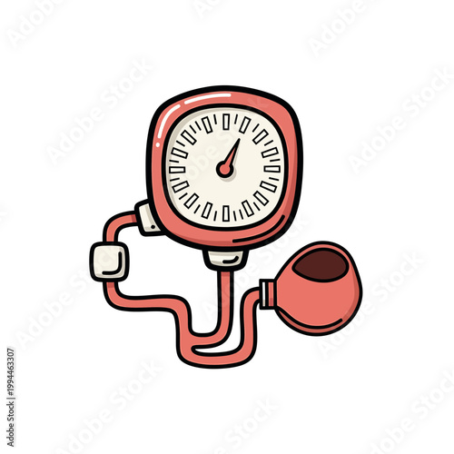 Cartoon Style Illustration of a Medical Blood Pressure Monitor