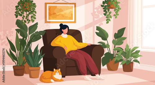 Two women are seated at a table seemingly engaged in conversation within a cozy interior space