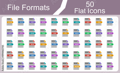 File Extensions Flat Icons Set