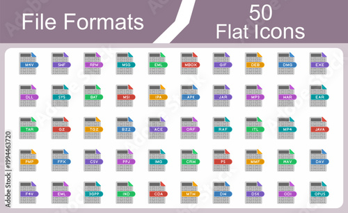 File Extensions Flat Icons Set