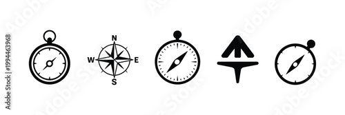 Canvas Print Compass icon with wind rose symbol, navigation direction graphic, minimal vector