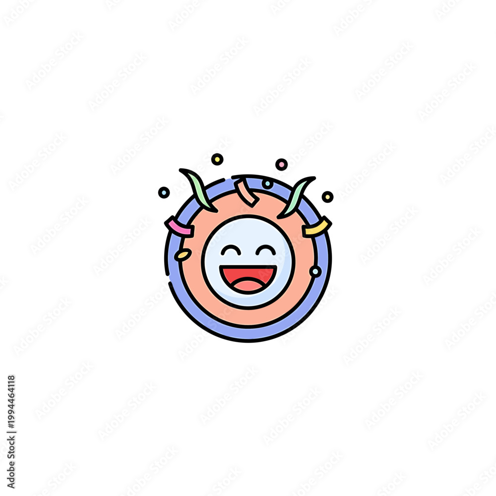 Obraz premium Joyful celebration face vector icon with colorful party confetti