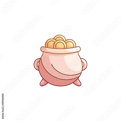 Pot of gold coins vector illustration of wealth and fortune