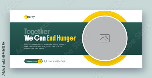 Charity fundraising & donation web banner and facebook cover design template 
