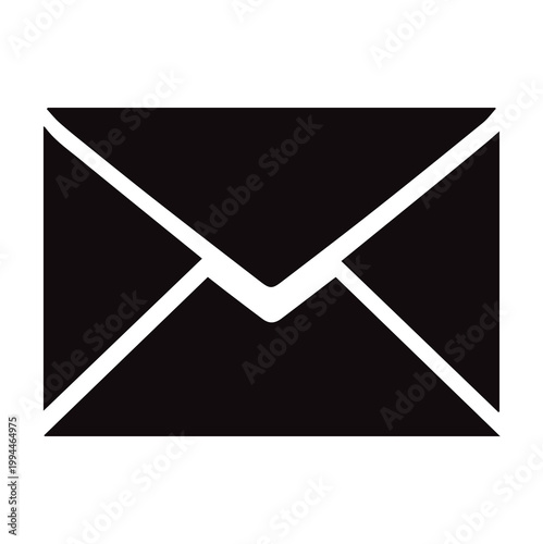 Outline envelope with shadow effect, flat vector
