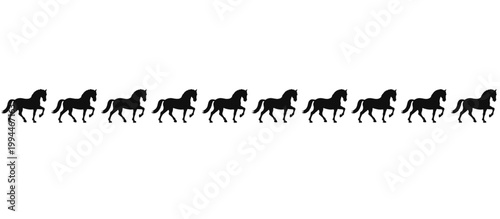 Dressage horse performing piaffe silhouette sequence. Equestrian animation sprite sheet. Vector illustration isolated on transparent background