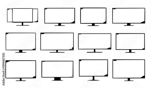 Modern monitor vector set with blank screen displays flat design collection for web and presentation isolated on white