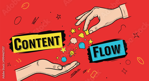 Content creation, workflow management, productivity icons, vector graphics, business concepts