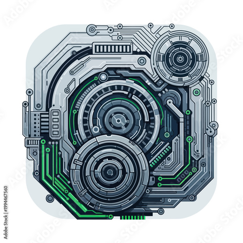 Futuristic Sci-Fi Mechanical Circuit Board Design