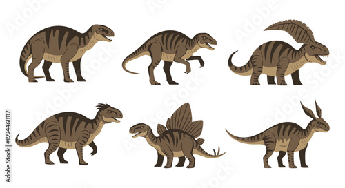 Cartoon dinosaurs set illustration isolated on white background vector