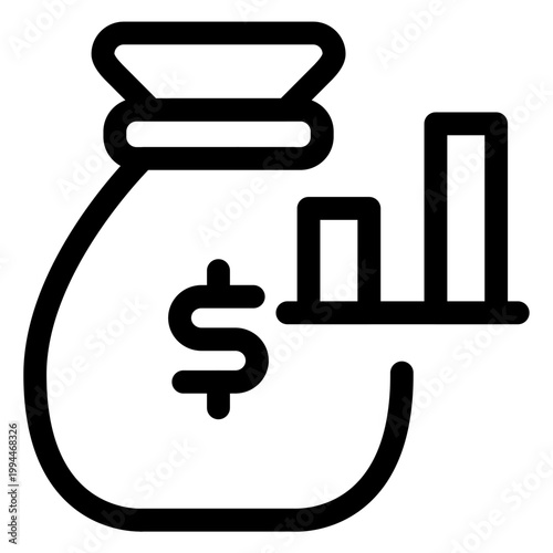 Financial bag with money growth chart