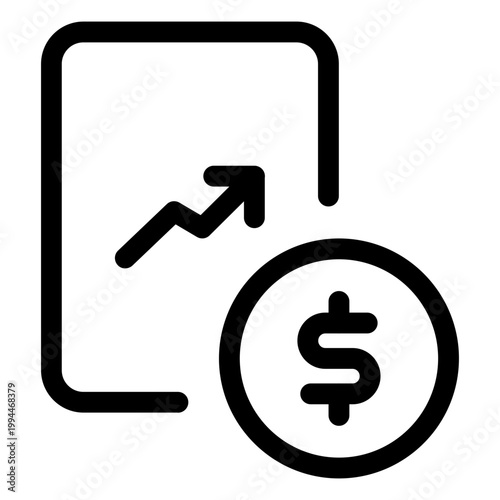 A graph showing growth on a mobile device with a dollar sign