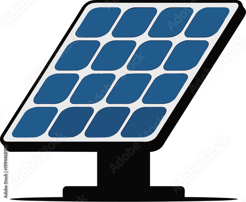 Modern solar panel array powering renewable energy generation, isolated on a clean white background, symbolizing sustainable power, clean technology, and environmental conservation for eco-friendly ho