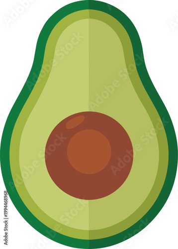 Healthy Avocado Halved with Brown Seed Cut in Half Showing Delicious Green Flesh and Smooth Texture, Superfood for Guacamole, Salad, Toast, Vegan Diet, Natural Food Photography, Studio Shot Isolated o