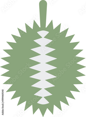 Isolated Green Durian Fruit Icon with Spiky Texture Silhouette, Vector Graphic Symbol for Tropical Food, Exotic Delicacy, Asian Cuisine Concept, Healthy Eating, Organic Produce Marketing, Restaurant M
