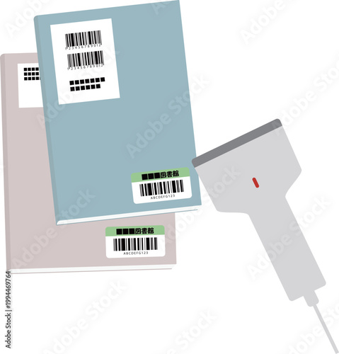 図書館で本を返却しているイラスト