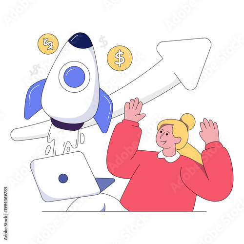 Editable design illustration of financial startup 