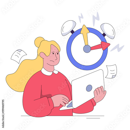 Editable design vector of deadline stress illustration 