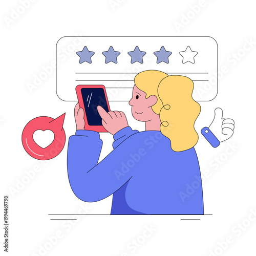 Conceptual flat design illustration of online feedback 