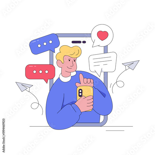 Modern design illustration of mobile chatting 