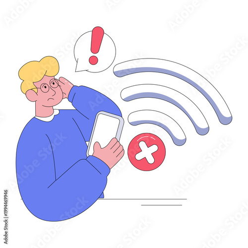 Modern design illustration of no wifi 