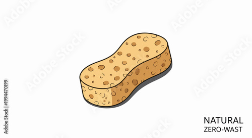 Natural sponge vector illustration for cleaning and hygiene purposes, eco-friendly cleaning tool for zero waste lifestyle, sustainable household item.