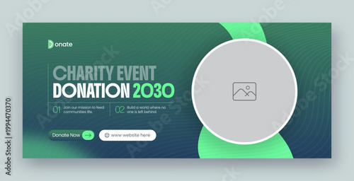 Charity fundraising & donation web banner and facebook cover design template 

