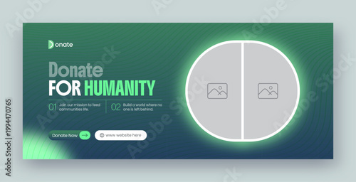 Charity fundraising & donation web banner and facebook cover design template 
