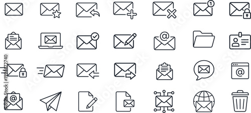 Set of Mail Line Icon. Send message icon vector templete. Vector illustration