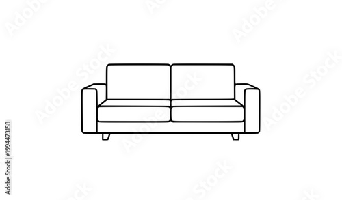 Minimal sofa line art vector modern couch icon living room furniture symbol isolated on white background