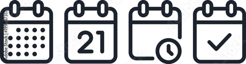 Calendar or appointment schedule linear icons for apps and websites 