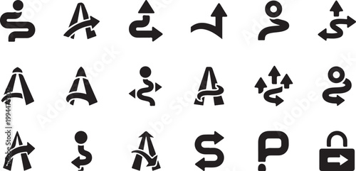 Black and white yoga icons on white background