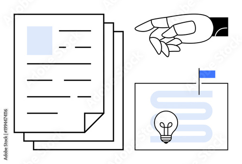 Document processing. Document layouts, robotic hand automation, and workflow process. Document processing improves efficiency and advances automation. For technology, AI systems, business tools