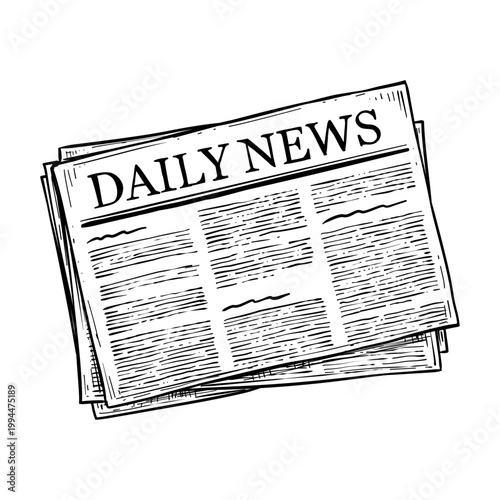 daily news newspaper vector line art hand drawn illustration