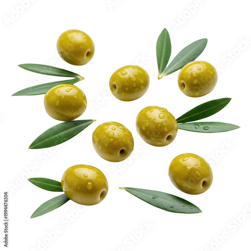 Freshly harvested oranges surrounded by green bay leaves in circular arrangement