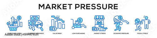 blue - Market Pressure web banner icon vector illustration concept