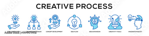 blue - Creative Process web banner icon vector illustration concept